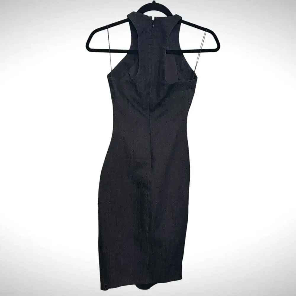 Elizabeth And James Sz 0 Asymmetrical Pencil Short Dress Blue Racerback Cocktail